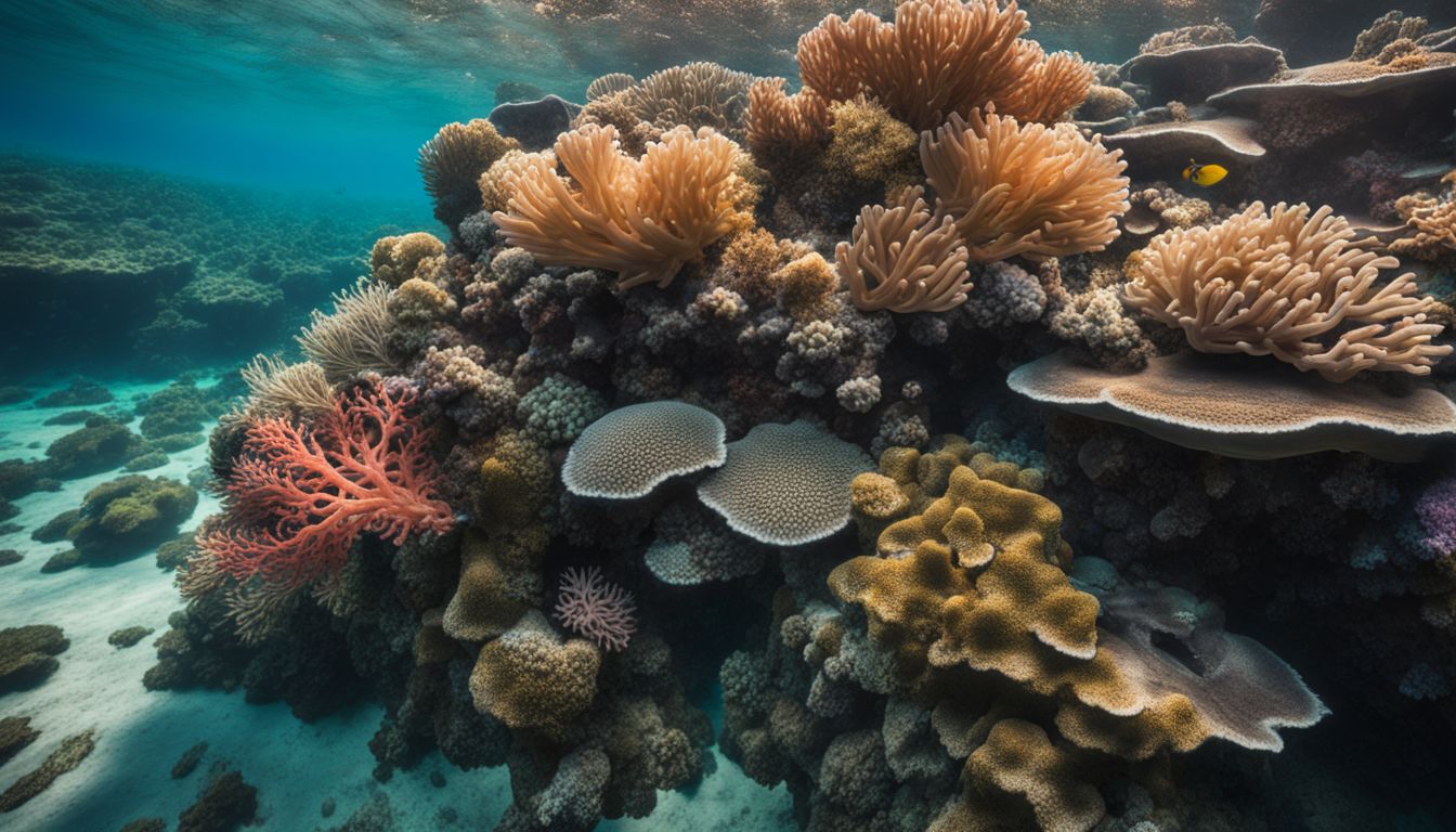 A stunning underwater coral reef, teaming with vibrant marine life, photographed in high resolution. A stunning underwater coral reef, teaming with vibrant marine life, photographed in high resolution.